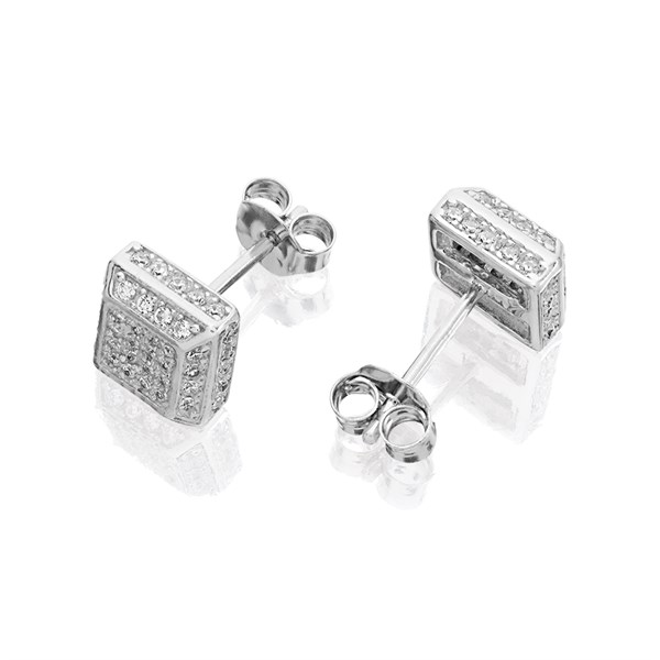 Silver Square Cubic Zirconia Stud Earrings 8mm F04170 Chapelle