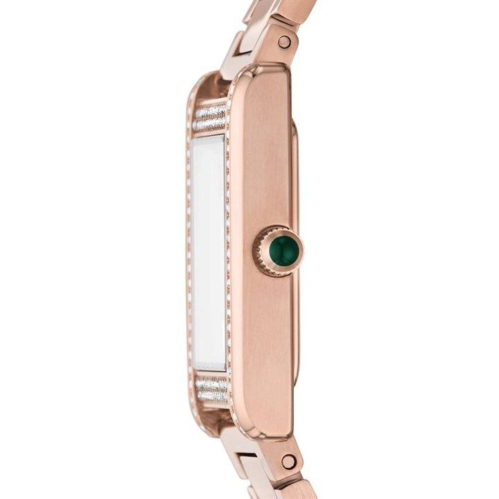 Emporio Armani AR11641 Rose Gold Tone Rectangular Case Green Dial ...