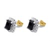 9ct Gold Sapphire And Diamond Cluster Stud Earrings - 8pts per pair - D54116 Alternative Image