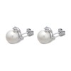 9ct White Gold Cultured Pearl And Diamond Stud Earrings - D54118 Alternative Image