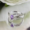 9ct White Gold Pear Amethyst And Diamond Wishbone Ring - D63187 Alternative Image
