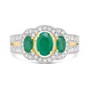 9ct Triple Emerald And Diamond Cluster Ring, 1/2ct - D7513 Alternative Image