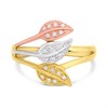 9ct Gold Three Colour Diamond Leaf Ring - D7863 Alternative Image