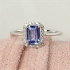 9ct White Gold Rectangular Tanzanite And Diamond Cluster Ring - D7953 Alternative Image