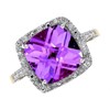 9ct Gold Cushion Amethyst And Diamond Cluster Ring - 7pts - D8417 Alternative Image