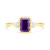 9ct Gold Rubover-Set Amethyst And Diamond Ring - D8480 Alternative Image