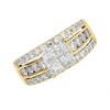 9ct Gold 2 Carat Princess Cut Diamond Triple Row Band Ring - D9266 Alternative Image