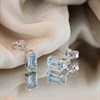 9ct White Gold Rectangular Blue Topaz And Diamond Stud Earrings - D94129 Alternative Image
