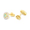 9ct Round Diamond And Emerald Fancy Stud Earrings - D94134 Alternative Image