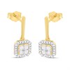 9ct Square Princess Cut And Round Diamond Cluster Earrings, 1/3ct/pair - D96100 Alternative Image