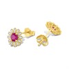 9ct Gold Ruby And Diamond Flower Stud Earrings - D96123 Alternative Image