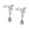 9ct White Gold Amethyst And Diamond Butterfly Drop Earrings - D9694 Alternative Image