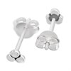 Silver Triple Flat Rounds Stud Earrings - F0155 Alternative Image