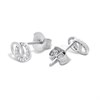 Silver Cubic Zirconia Circle Link Stud Earrings - F03127 Alternative Image