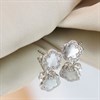 Silver C.Z. Mother Of Pearl Flower Stud Earrings - F04203 Alternative Image