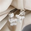 Silver CZ Three Stone Mini Climber Stud Earrings - F04212 Alternative Image