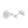 Silver Baguette CZ Rose Stud Earrings - F04221 Alternative Image