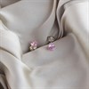 Silver Pink Cubic Zirconia Stud Earrings - 4mm - F0422 Alternative Image