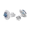 Silver Blue CZ And Clear CZ Cushion Stud Earrings - F04255 Alternative Image