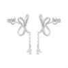 Silver Bow Pear Drop Earrings - F1235 Alternative Image