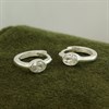 Silver Oval CZ Huggie Hoop Earrings- - F13136 Alternative Image