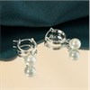 Silver Simulated Pearl Drop Hoop Earrings - F13148 Alternative Image