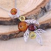 Silver Mixed Amber Leaf Necklace - F33124 Alternative Image