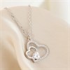 Silver CZ Heart Trio Necklace - F35169 Alternative Image