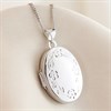 Silver Oval Floral Design Locket - F4329 Alternative Image