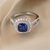 Silver Blue CZ and Clear CZ Cushion Ring - F60120 Alternative Image