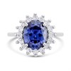 Silver Oval Simulated Tanzanite And CZ Halo Ring - F60122 Alternative Image