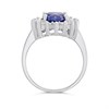 Silver Oval Simulated Tanzanite And CZ Halo Ring - F60122 Alternative Image
