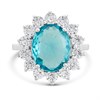 Silver Simulated Aquamarine CZ Halo Ring - F60124 Alternative Image