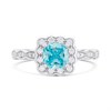 Silver Simulated Aqua CZ Vintage Style Ring - F60127 Alternative Image