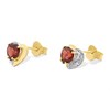 9ct Gold Two Colour Garnet And Diamond Heart Stud Earrings - G0318 Alternative Image