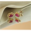 9ct Gold Ruby Fancy Border Stud Earrings - G04132 Alternative Image