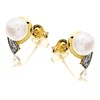 9ct Gold Two Colour Diamond And Freshwater Pearl Earrings - 10mm - G0620 Alternative Image