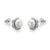 9ct White Gold Freshwater Pearl And Diamond Stud Earrings - G0661 Alternative Image