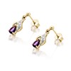 9ct Gold Amethyst And Diamond Drop Earrings - 6pts per pair - G1842 Alternative Image