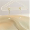 9ct Gold Synthetic Opal Long Chain Drop Earrings - G1853 Alternative Image