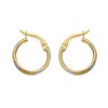9ct Gold Two Colour Diamond Cut Hoop Earrings - 13mm - G2463 Alternative Image