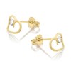 9ct Gold Cubic Zirconia Open Heart Stud Earrings - 7mm - G3268 Alternative Image