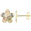 9ct Gold Three Colour Flower Stud Earrings - 11mm - G4642 Alternative Image
