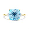 9ct Gold Blue Topaz And Diamond Cushion Ring - R0982 Alternative Image