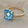 9ct Gold Blue Topaz And Diamond Cushion Ring - R0982 Alternative Image