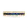 9ct Gold Blue And Clear CZ Three Row Claw Set Ring - R6139 Alternative Image