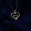 9ct Gold Two Colour Double Heart Necklace - R8808 Alternative Image