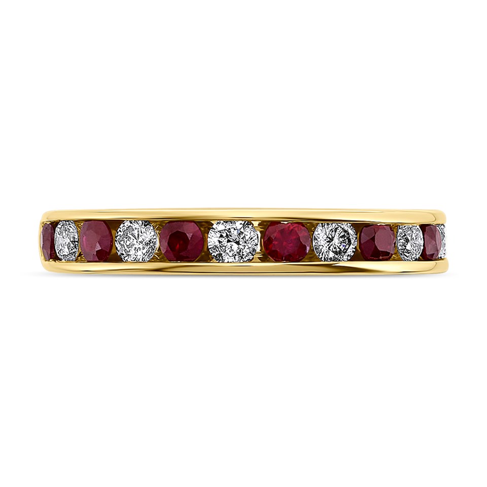 9ct Gold RUBY & Diamond CHANEL SET ETERNITY Ring