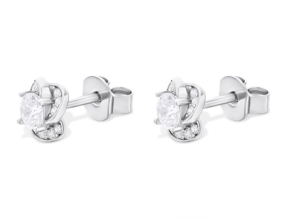 thumbnail interactive-video image 1 of Huitan Cubic Zirconia Stud Earrings – 925 Silver Filled, Pretty Jewelry Gift For Her 1 of 3