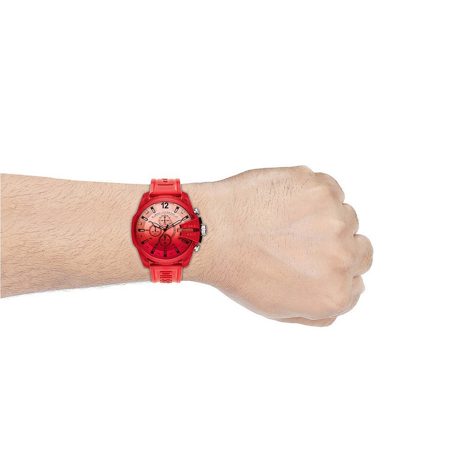 Diesel DZ4534 Mega Chief Chronograph Red Plastic Strap Watch Diesel DZ4534 Mega Chief Chronograph Red Plastic Strap Watch